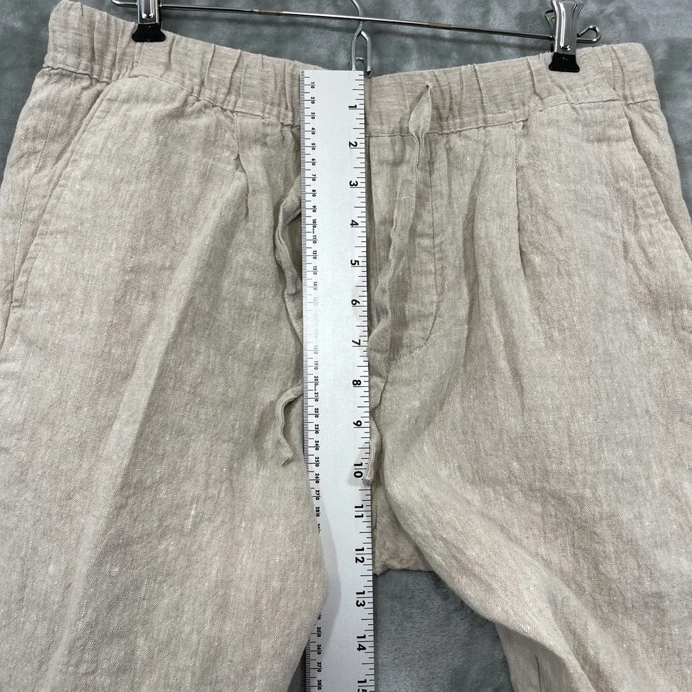 ZARA Women's 100%‎ Linen Pants Size M Beige Drawstring Relaxed Fit Beach Summer